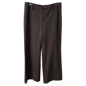 Loft Laura Wide Leg Flat Front Brown Pinstrip Straight Trouser. Sz. 14